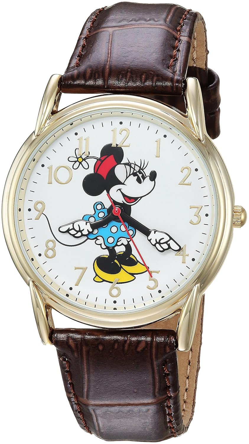 disney 女式"米妮老鼠"石英金属休闲手表,棕色(型号:wds000411)